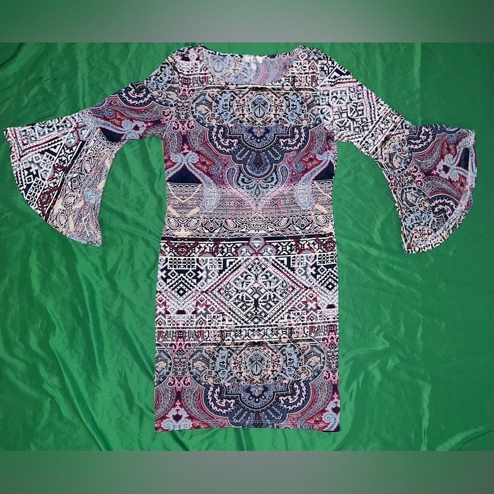 Olivia Matthew’s Multicolor Ruffle Sleeve Mini Dress size Small